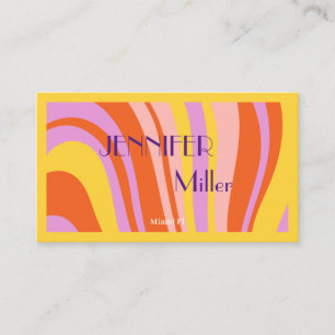 Boho Retro Wavy Lines Social Media QR-Code Visitenkarte
