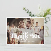 Boho Retro Wedding danke Ihnen Foto Card Ankündigung (Stehend Vorderseite)