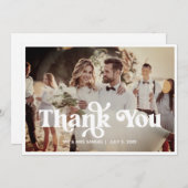 Boho Retro Wedding danke Ihnen Foto Card Ankündigung (Vorne/Hinten)