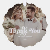 Boho Retro Wedding Vielen Dank Foto Paper Ornament Karte (Vorderseite)