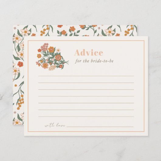 Boho Retro Wildblume Brautparty Advice Card (Vorne/Hinten)