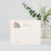 Boho Retro Wildblume Brautparty Advice Card (Stehend Vorderseite)