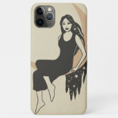 Boho retro woman sternt langen haarfreszenten Mond Case-Mate iPhone Hülle (Rückseite)