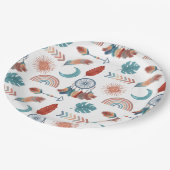 Boho Retro Zeichnungsmuster Pappteller (Schrägansicht)