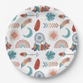 Boho Retro Zeichnungsmuster Pappteller (Vorderseite)