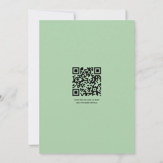 Boho Retro-Zweige und Blume QR-Code Hochzeit Einladung (Rückseite)