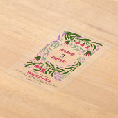 Boho Retro Zweige und Folklore Blume Hochzeit Acryleinladungen (Ablage )