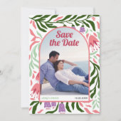 Boho Retrobogen bunt Folklore Blume Save The Date (Vorderseite)