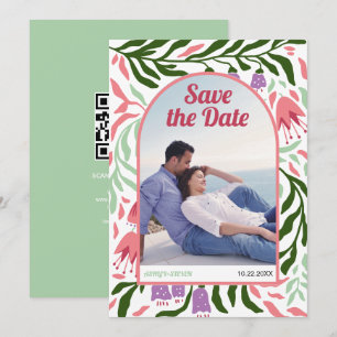 Boho Retrobogen bunt Folklore Blume Save The Date