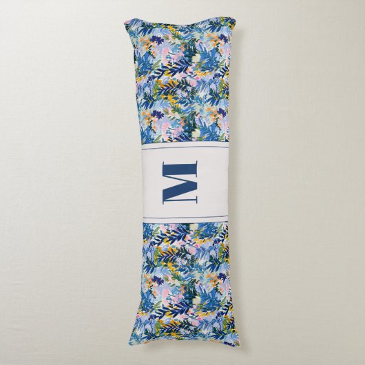 Boho Reversible Abstrakte Blumenkunst Mit Monogram Seitenschläferkissen (Vorderseite Vertikal)