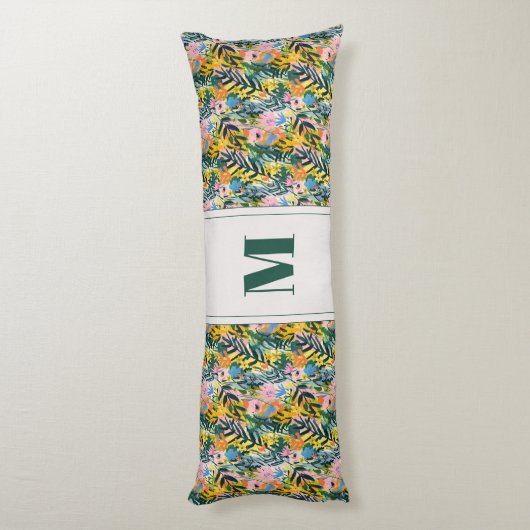 Boho Reversible Abstrakte Blumenkunst Mit Monogram Seitenschläferkissen (Rückseite (Vertikal))