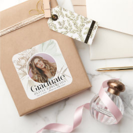 Boho Reviera Foto Abschluss Quadratischer Aufkleber