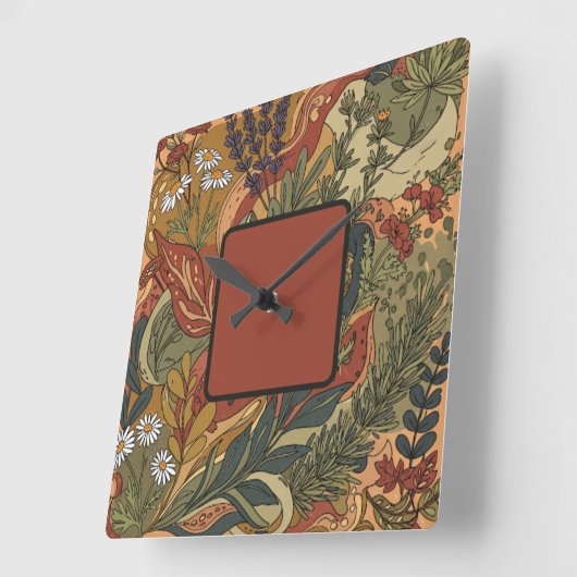 Boho Rhapsody Quadratische Wanduhr (Winkel)