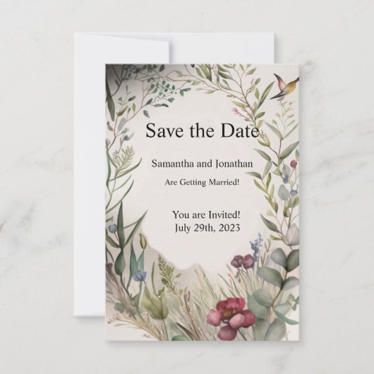 BOHO Ring der Blume Save the Date Karte (Vorderseite)