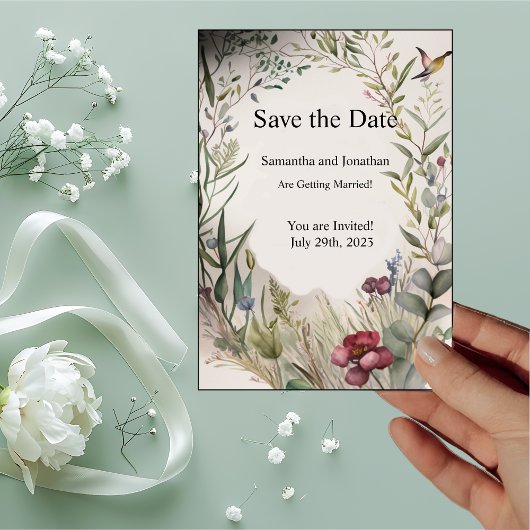 BOHO Ring der Blume Save the Date Karte