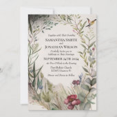 BOHO Ring of Blume and Branches Wedding Einladung (Vorderseite)