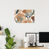 Boho Rock Leaf Botanischer Kunststil Einfache Mode Poster (Heimbüro)