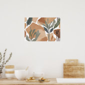 Boho Rock Leaf Botanischer Kunststil Einfache Mode Poster (Küche)