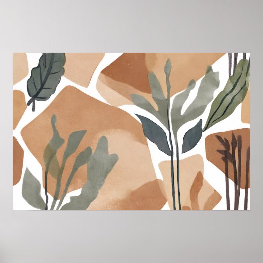 Boho Rock Leaf Botanischer Kunststil Einfache Mode Poster (Vorne)