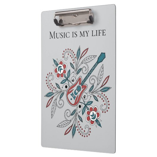 Boho Rock’n’Roll Gitarre mit Blume Klemmbrett (Links)