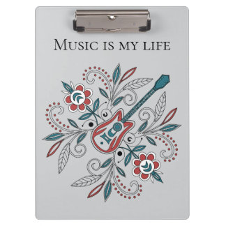 Boho Rock’n’Roll Gitarre mit Blume Klemmbrett