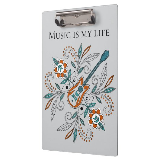 Boho Rock’n’Roll Gitarre mit Blume Klemmbrett (Links)