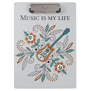Boho Rock’n’Roll Gitarre mit Blume Klemmbrett