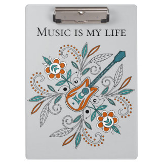 Boho Rock’n’Roll Gitarre mit Blume Klemmbrett