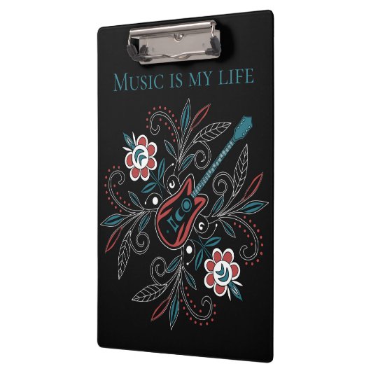 Boho Rock’n’Roll Gitarre mit Blume Klemmbrett (Links)