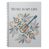 Boho Rock’n’Roll Gitarre mit Blume Notizblock (Vorderseite)