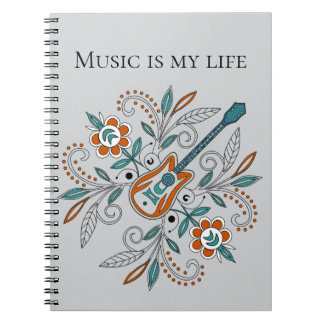 Boho Rock’n’Roll Gitarre mit Blume Notizblock
