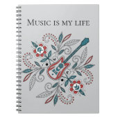 Boho Rock’n’Roll Gitarre mit Blume Notizblock (Vorderseite)