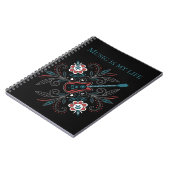 Boho Rock’n’Roll Gitarre mit Blume Notizblock (Linke Seite)