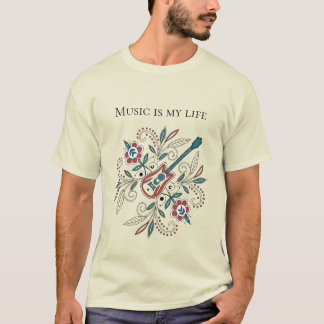 Boho Rock’n’Roll Gitarre mit Blume T-Shirt