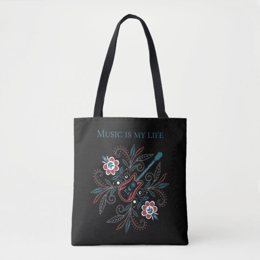 Boho Rock’n’Roll Gitarre mit Blume Tasche (Vorderseite)