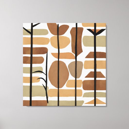 Boho Rock Polygon Leaf Botanische Kunst Moderne Leinwanddruck (Vorderseite)