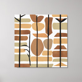 Boho Rock Polygon Leaf Botanische Kunst Moderne Leinwanddruck