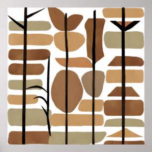 Boho Rock Polygon Leaf Botanische Kunst Moderne Poster
