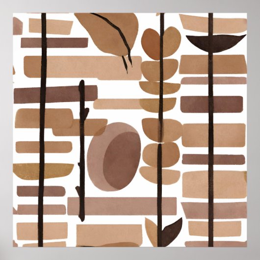 Boho Rock Polygon Leaf Botanische Kunst Moderne Poster (Vorne)