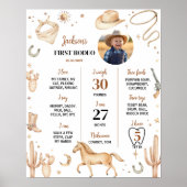 Boho Rodeo Erster Geburtstag Foto Milestone Zeiche Poster (Vorne)