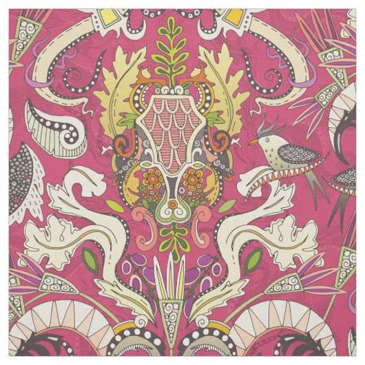 Boho Rokoko rosa Stoff (Muster)