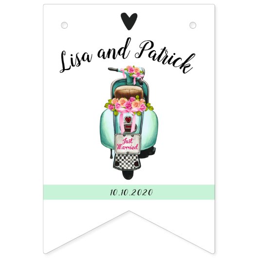 Boho Roller Hochzeitsfeier Wimpelkette (Erste Fahne)