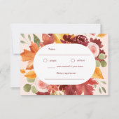 Boho Romantic Floral Burgundy Hochzeit im Herbst RSVP Karte (Vorderseite)