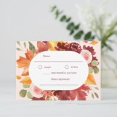 Boho Romantic Floral Burgundy Hochzeit im Herbst RSVP Karte (Stehend Vorderseite)