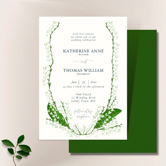 Boho Romantic Floral Frame Lily of Valley Wedding Einladung