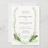 Boho Romantic Floral Frame Lily of Valley Wedding Einladung (Vorderseite)