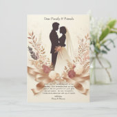 Boho Romantic Floral Rustic Elegante Hochzeit Dankeskarte (Stehend Vorderseite)