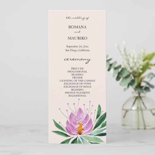 Boho Romantic Lilac Lotus Watercolor Programm (Stehend Vorderseite)