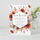 Boho Romantic Terracotta Wedding Save The Date (Stehend Vorderseite)