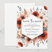 Boho Romantic Terracotta Wedding Save The Date (Vorne/Hinten)